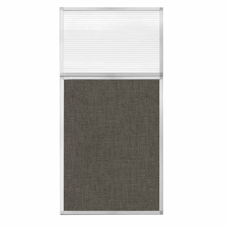 Versare Hush Panel Configurable Cubicle Partition 3' x 6' W/ Window Mocha Fabric Clear Fluted Window 1812505-1